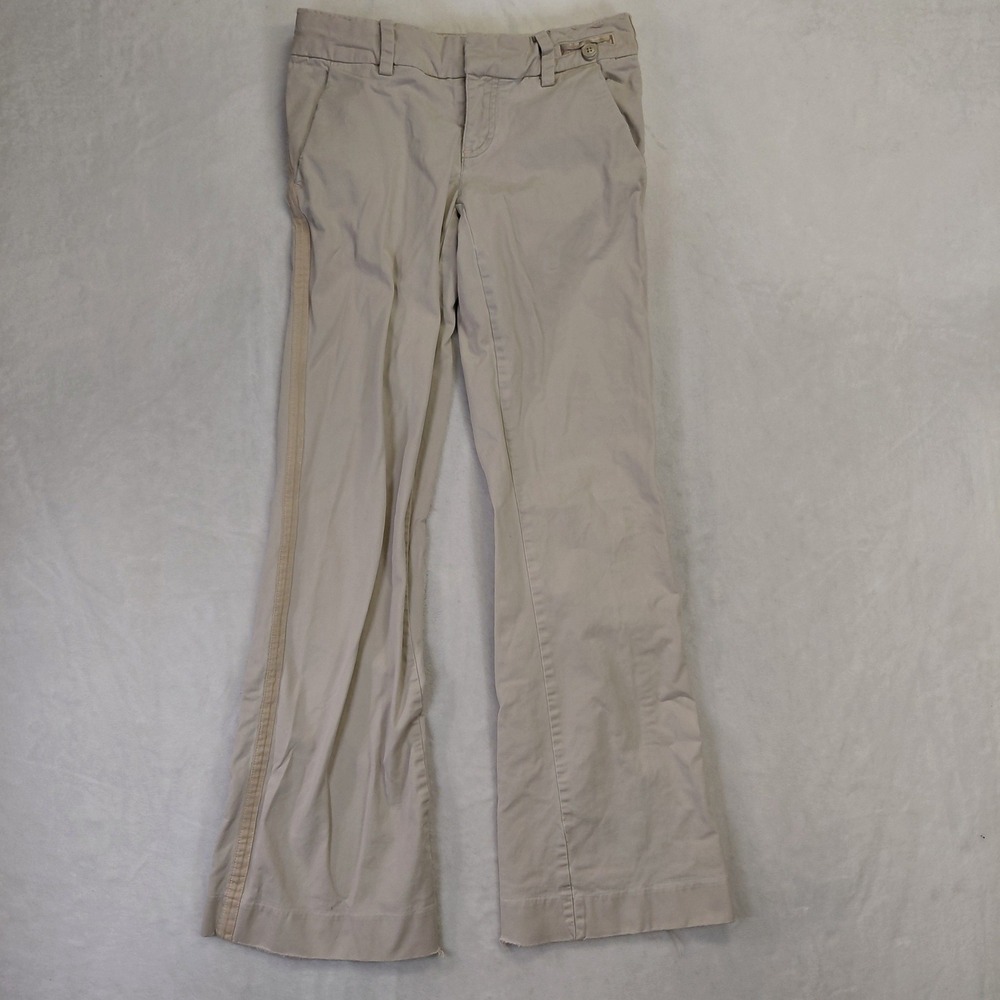 American Eagle Vintage Y2K Khaki Flare Pants Low Rise Velvet Stripe Tan Size 0